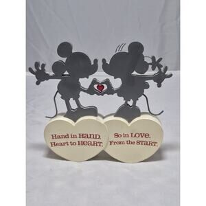 💥 Disney Hallmark Mickey & Minnie Mouse Figurine Hand In Hand Heart To Heart A7